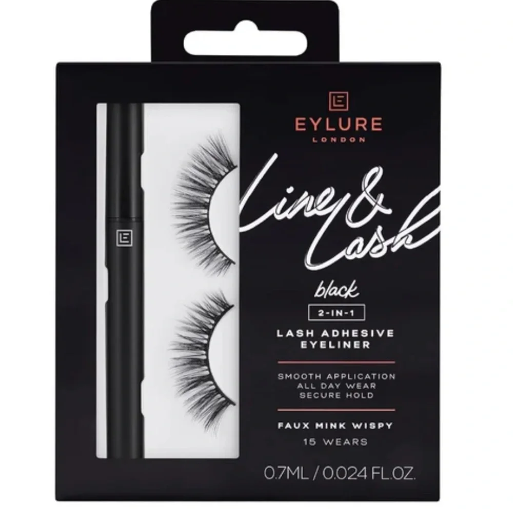EYLURE LINE AND LASH W/ADHESIVE PEN AND FAUX MINK WISPY LASHES KIT NEW - Picture 1 of 5